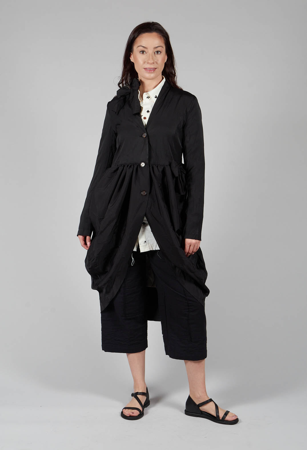 Treasury Drape Coat in Black