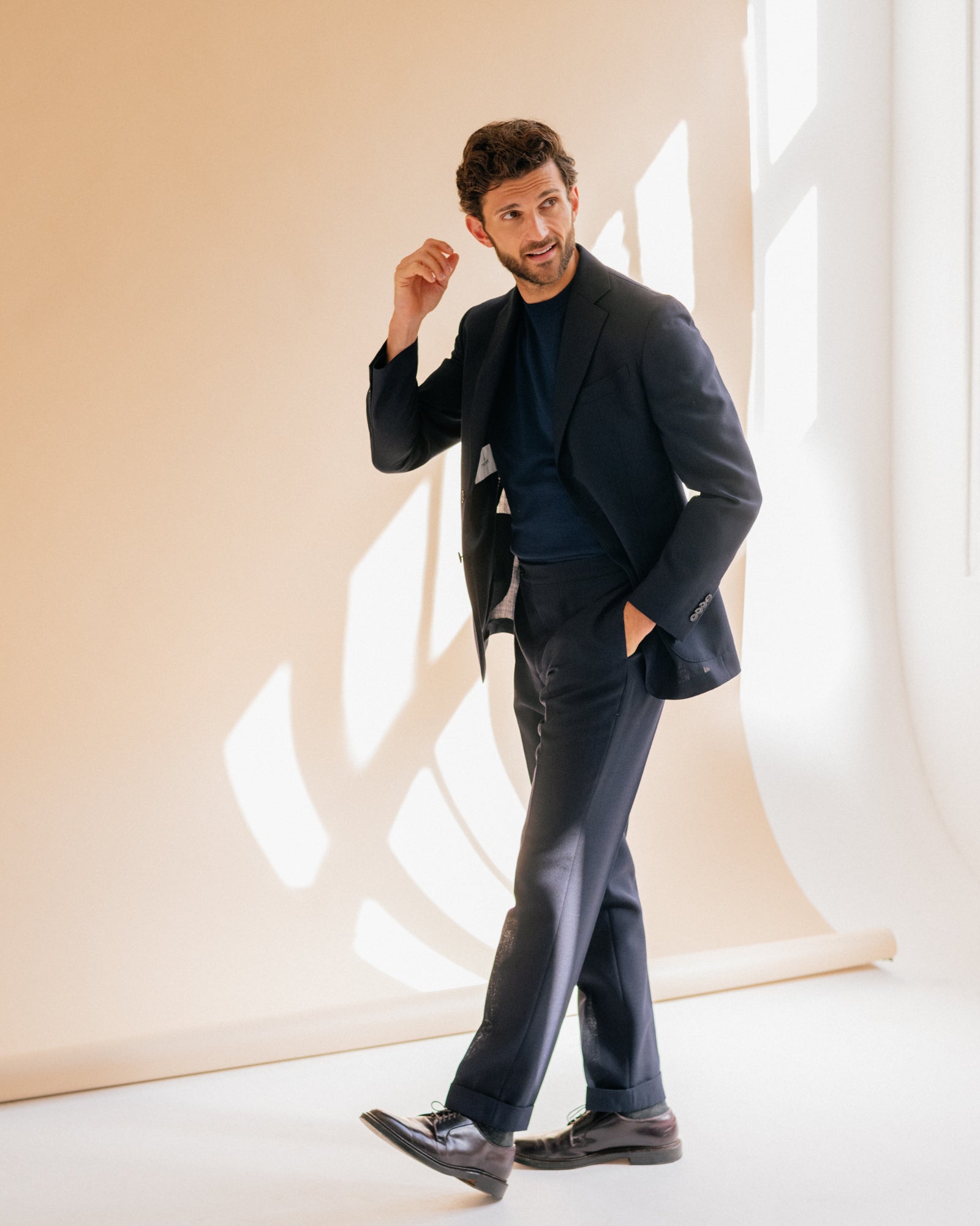 Trunk Wigmore Wool Fresco Suit Trousers: Navy