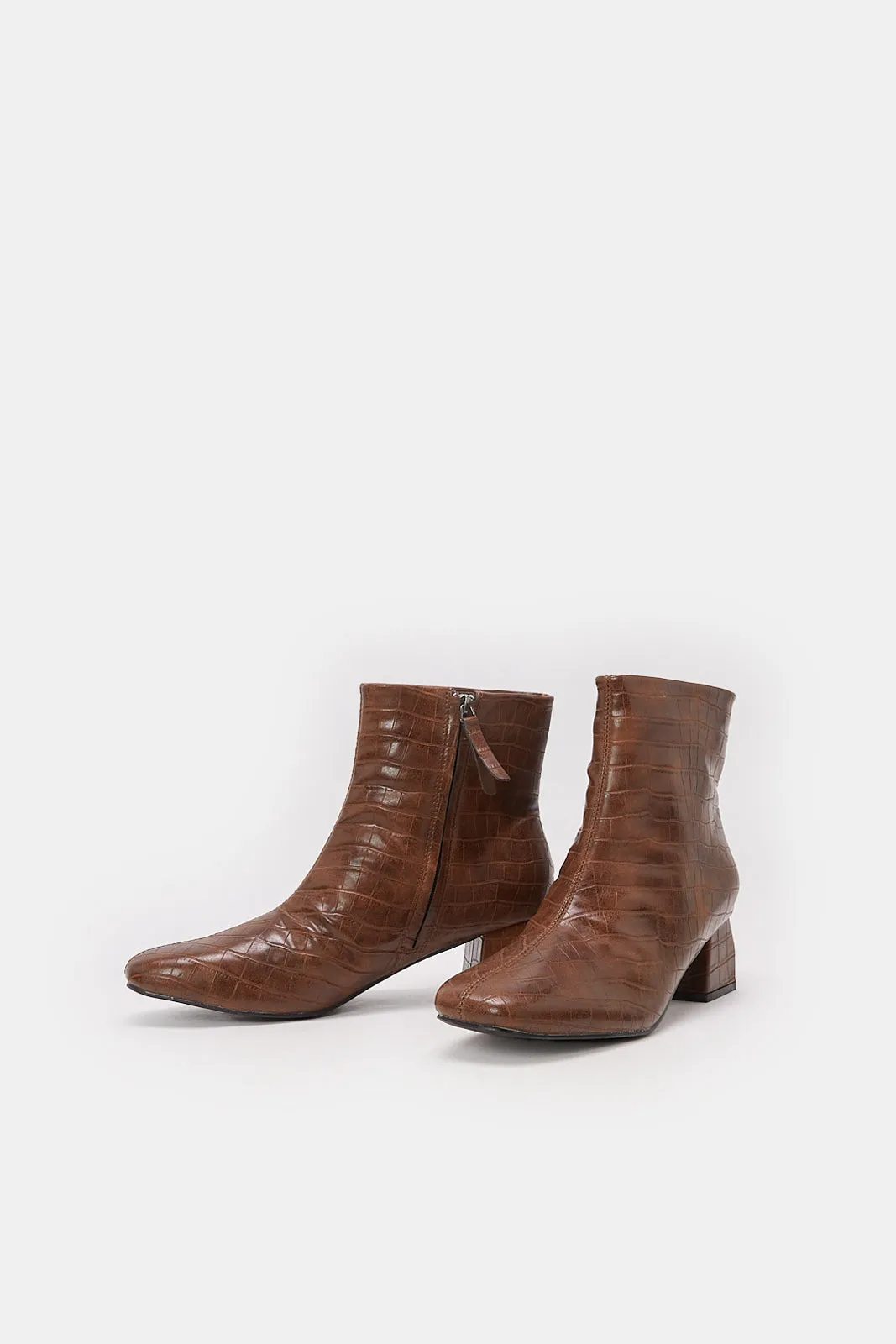 Women Brown Block Heel Boot