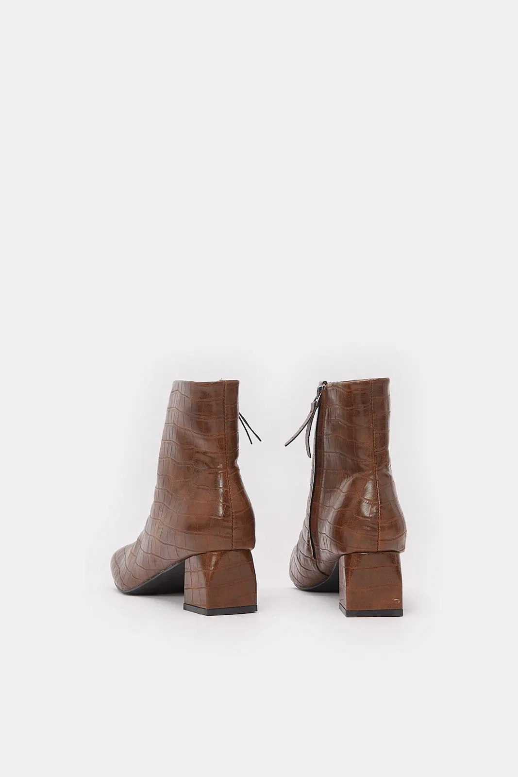 Women Brown Block Heel Boot