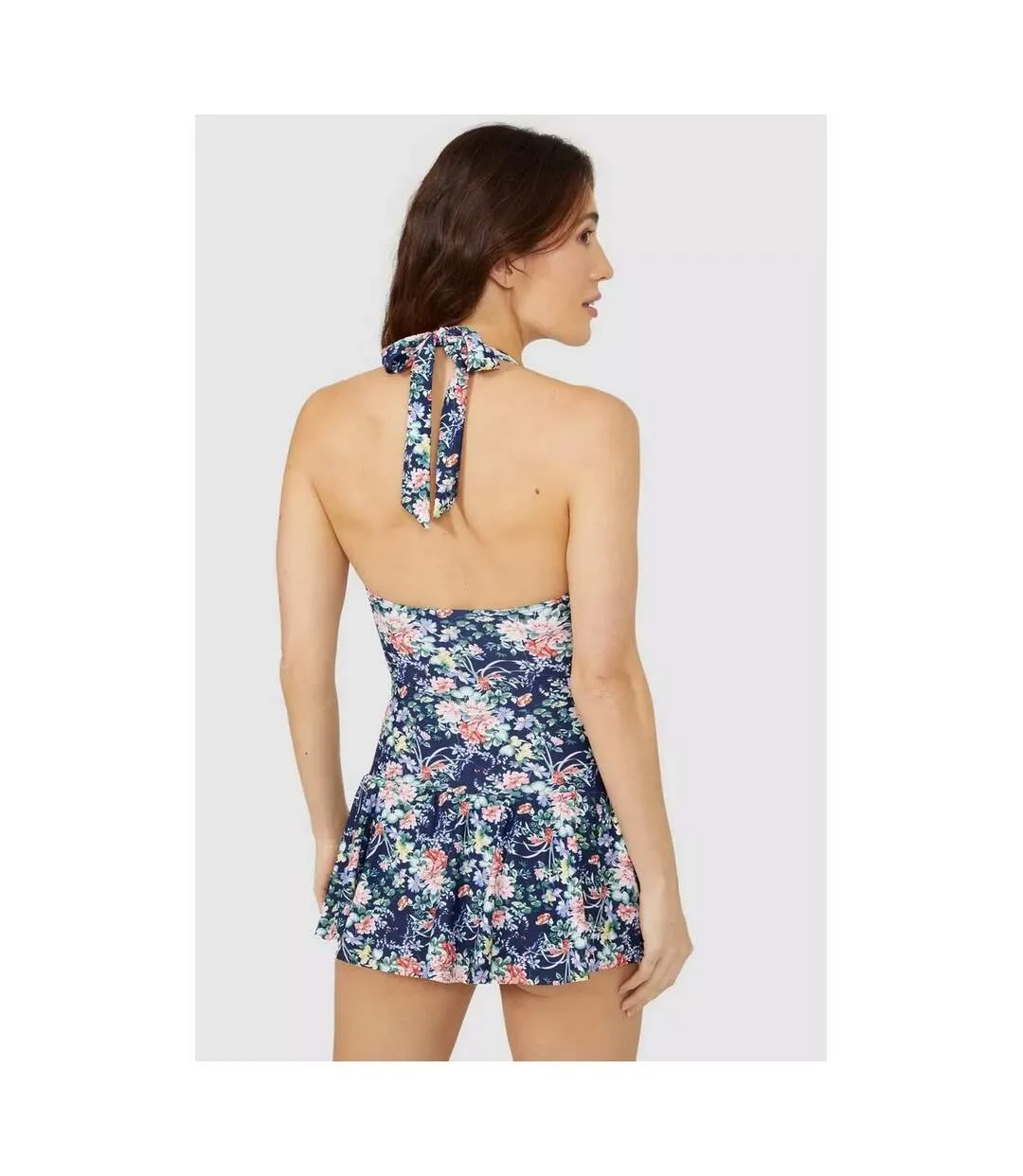 Womens/ladies floral skirted one piece swimsuit navy Debenhams