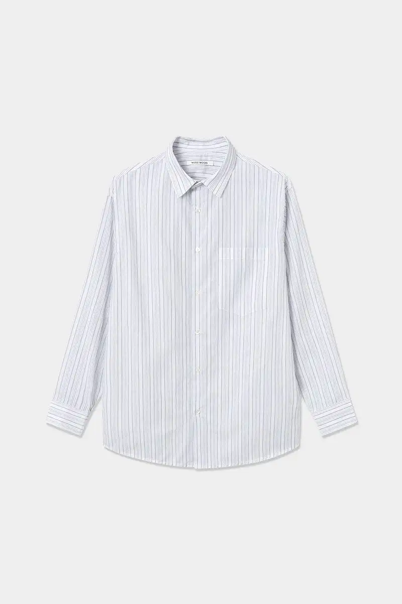 Wood Wood Nico poplin stripe blue shirt