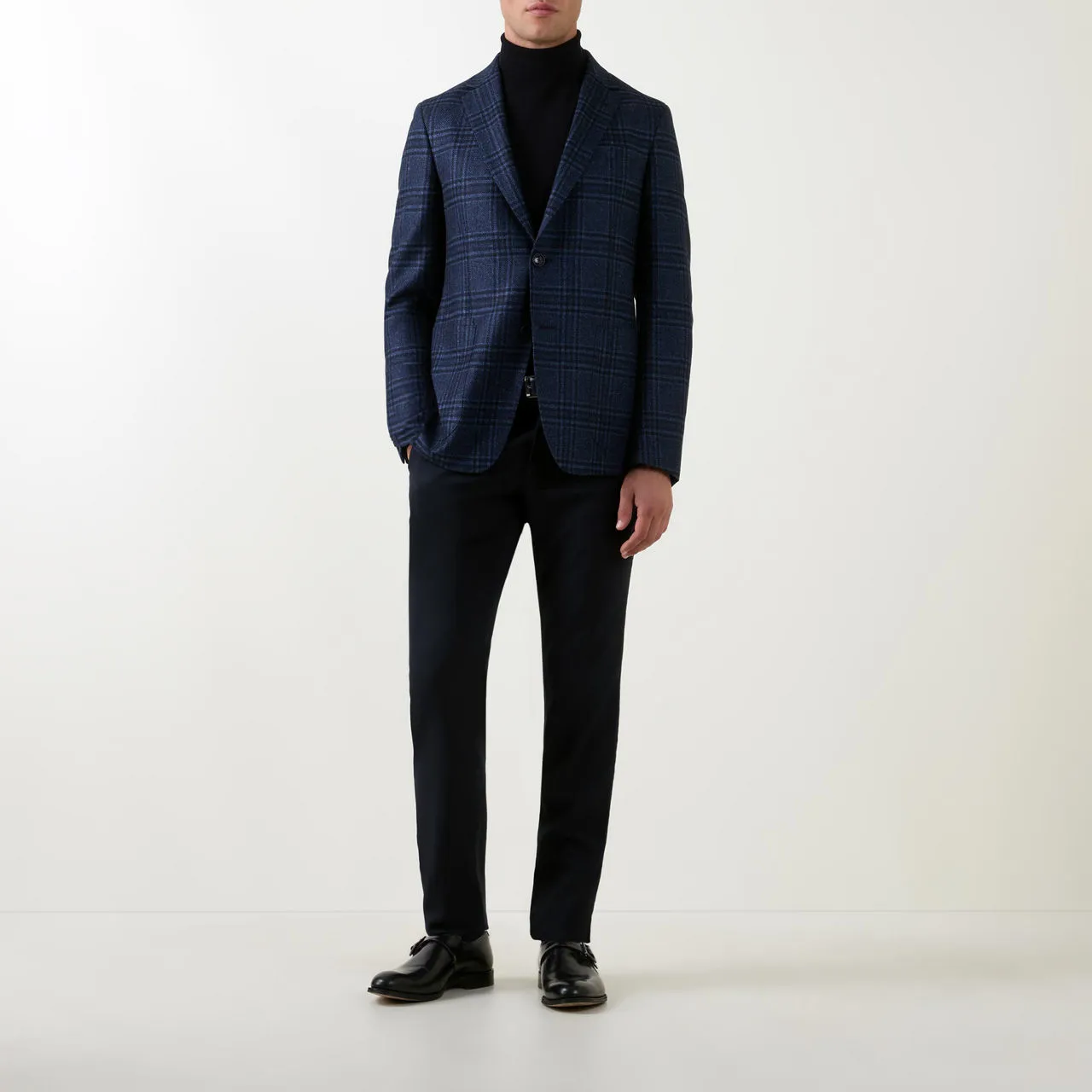 ZEGNA Prince-of-Wales Check Single-Breasted Blazer - Navy