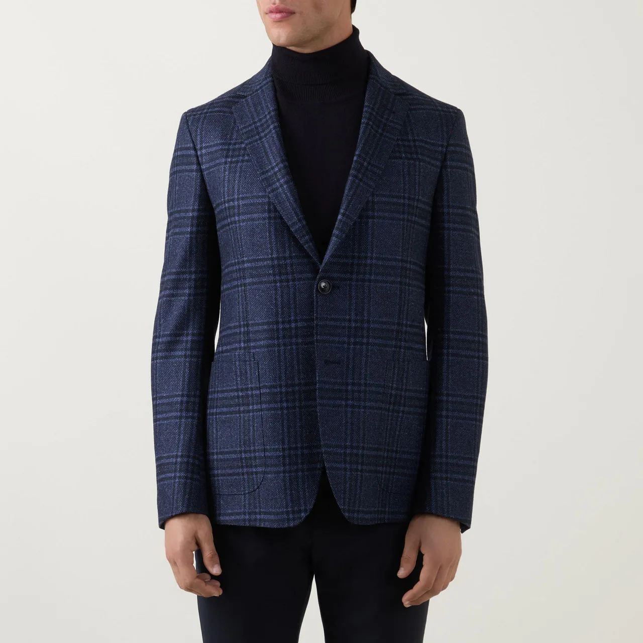 ZEGNA Prince-of-Wales Check Single-Breasted Blazer - Navy