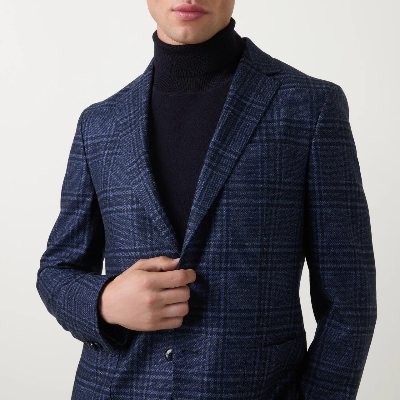 ZEGNA Prince-of-Wales Check Single-Breasted Blazer - Navy