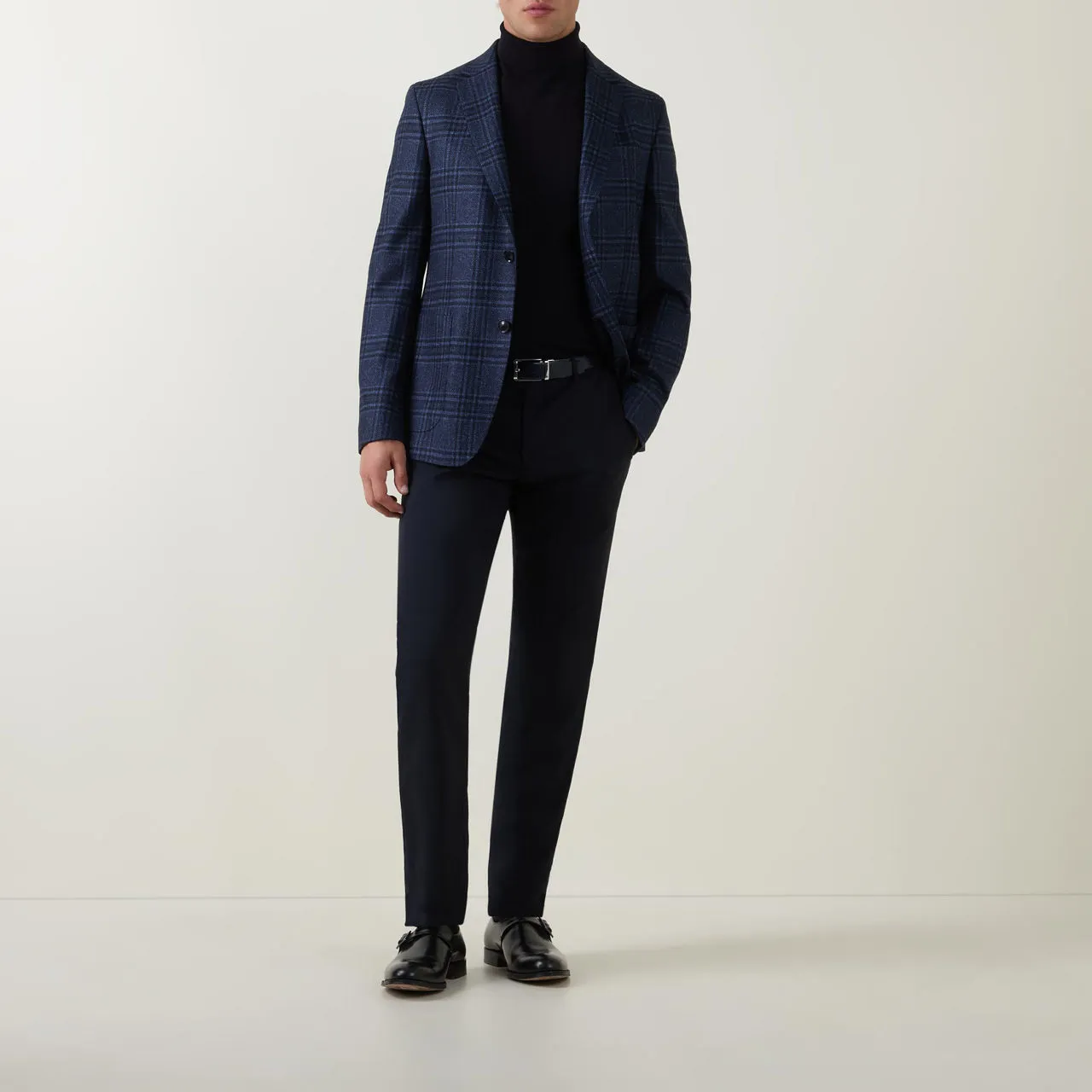 ZEGNA Prince-of-Wales Check Single-Breasted Blazer - Navy